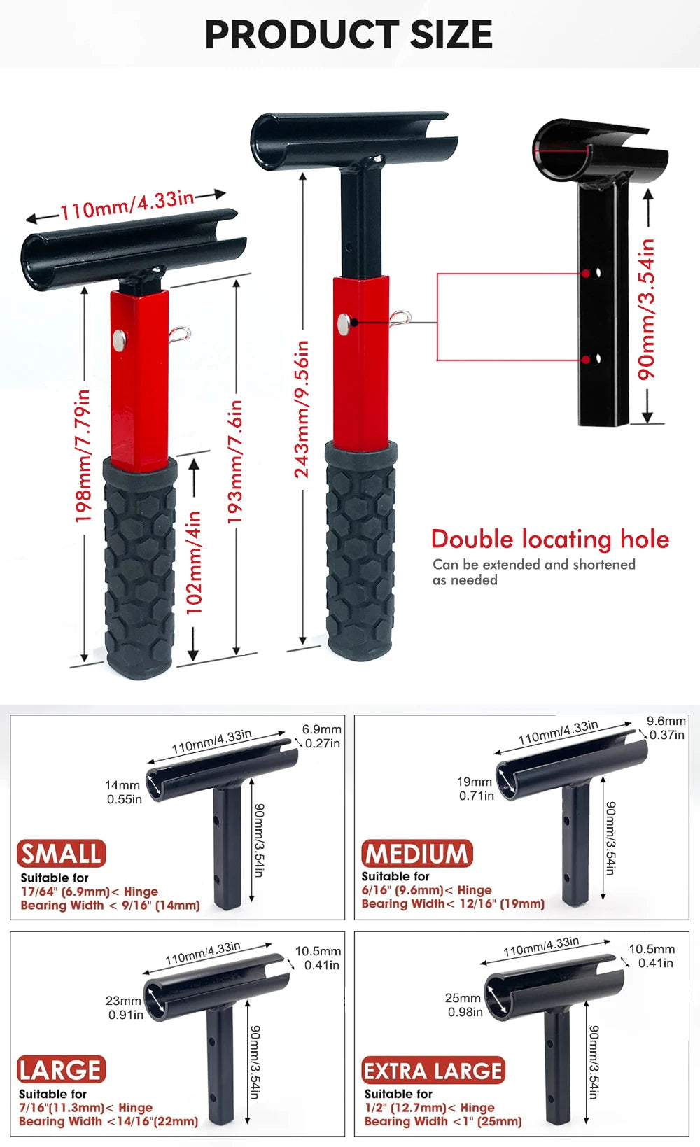 Precision Door Hinge Wrench Kit with Interchangeable Heads
