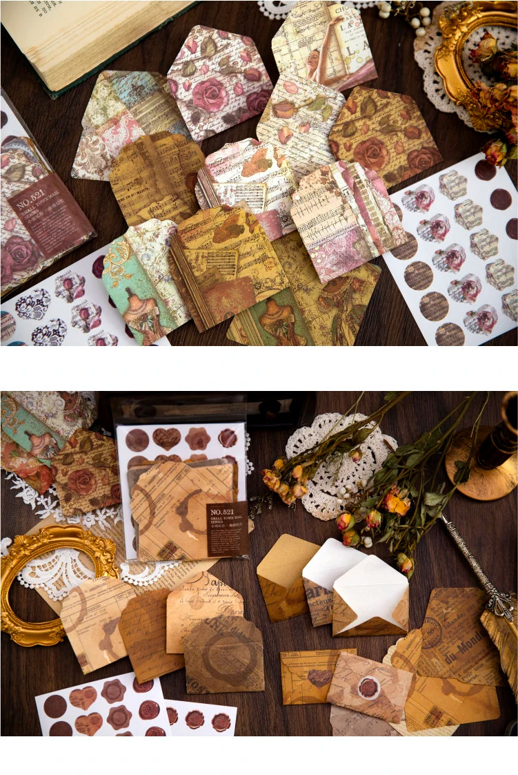 Vintage Mini Envelope Set with Seal Stickers - 40 Pack