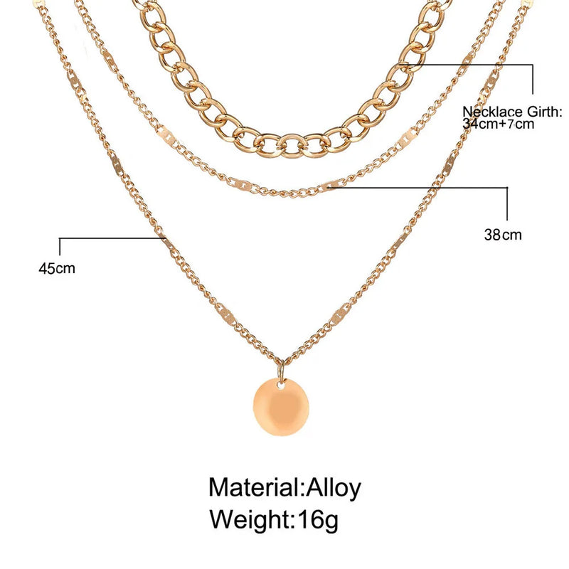 Layered Crystal Heart & Star Pendant Necklace