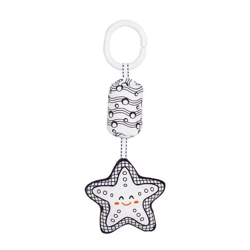 High-Contrast Baby Rattle Plush Toy for Stroller and Crib