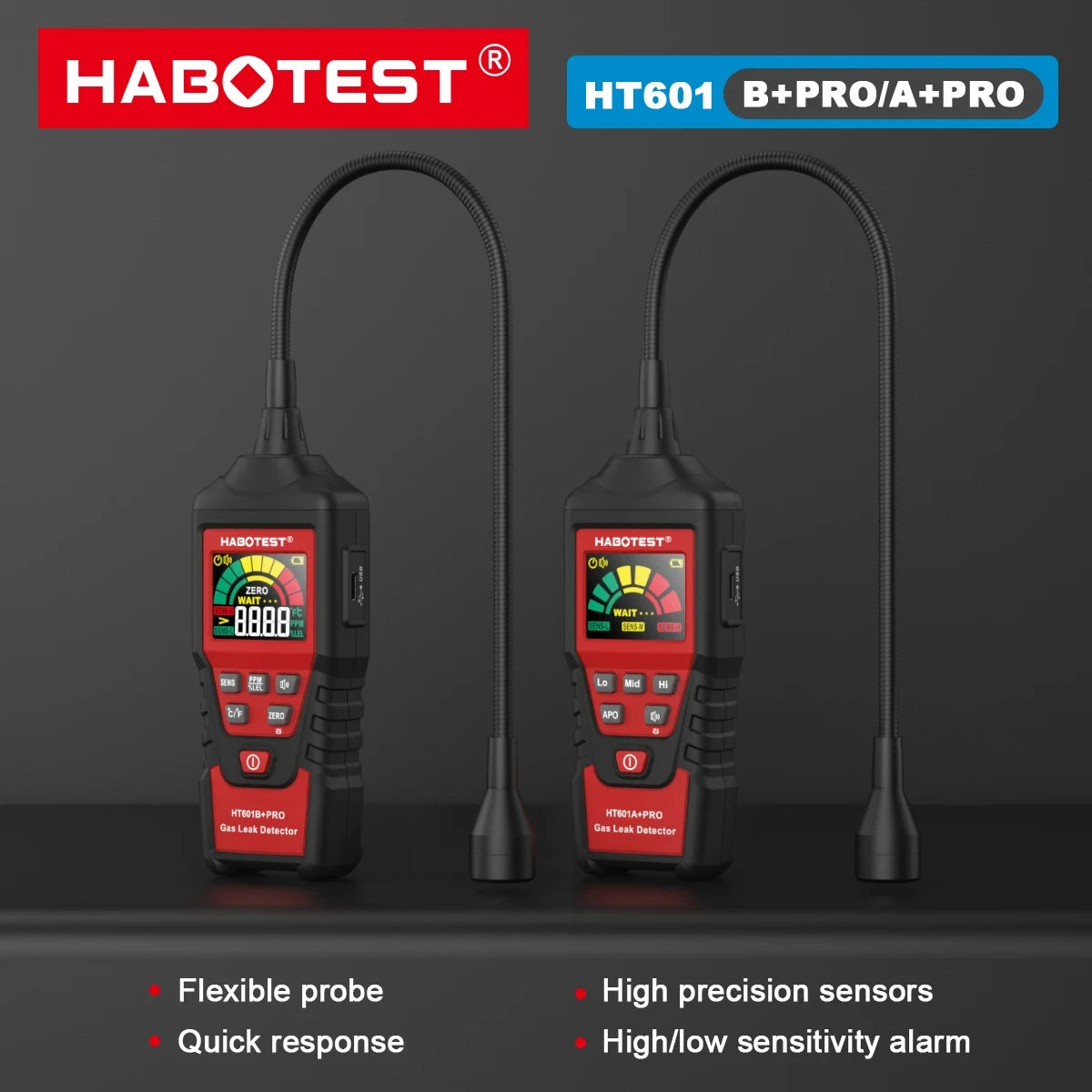 Portable Combustible Gas Leak Detector with Flexible Probe