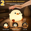 A white duck night light is shown with various brightness settings including normal, ambient, and turn off modes.