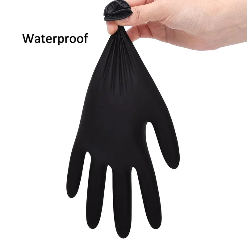 Heavy-Duty Black Nitrile Disposable Gloves (Latex-Free)