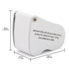 A white dual-magnification LED loupe with a foldable design shown from the side.