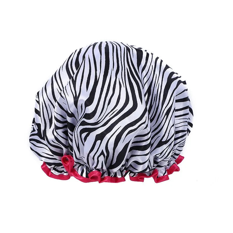 Leopard Print Double-Layer Shower Cap – Waterproof & Reusable