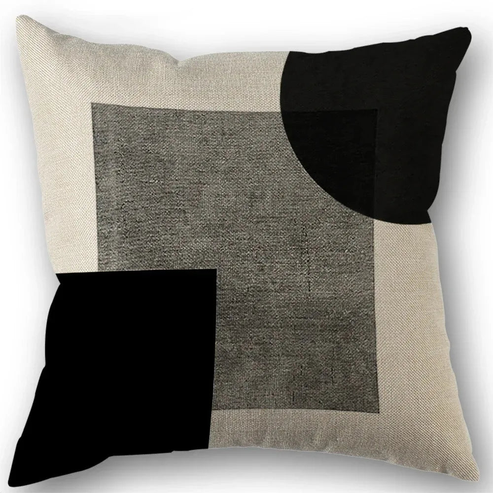 Geometric Black and White Square Pillowcase