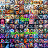 A collection of 10 pieces of round diamond painting art featuring various cartoon and cross stitch designs.