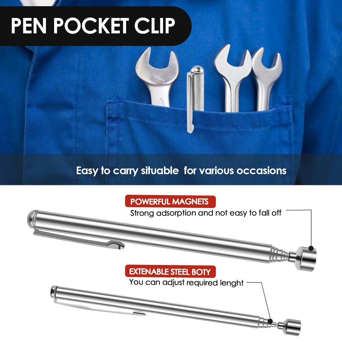 Telescopic Magnetic Pickup Tool with Extendable Handle