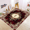 Burgundy Gold Floral Medallion Area Rug – Non-Slip Washable Carpet