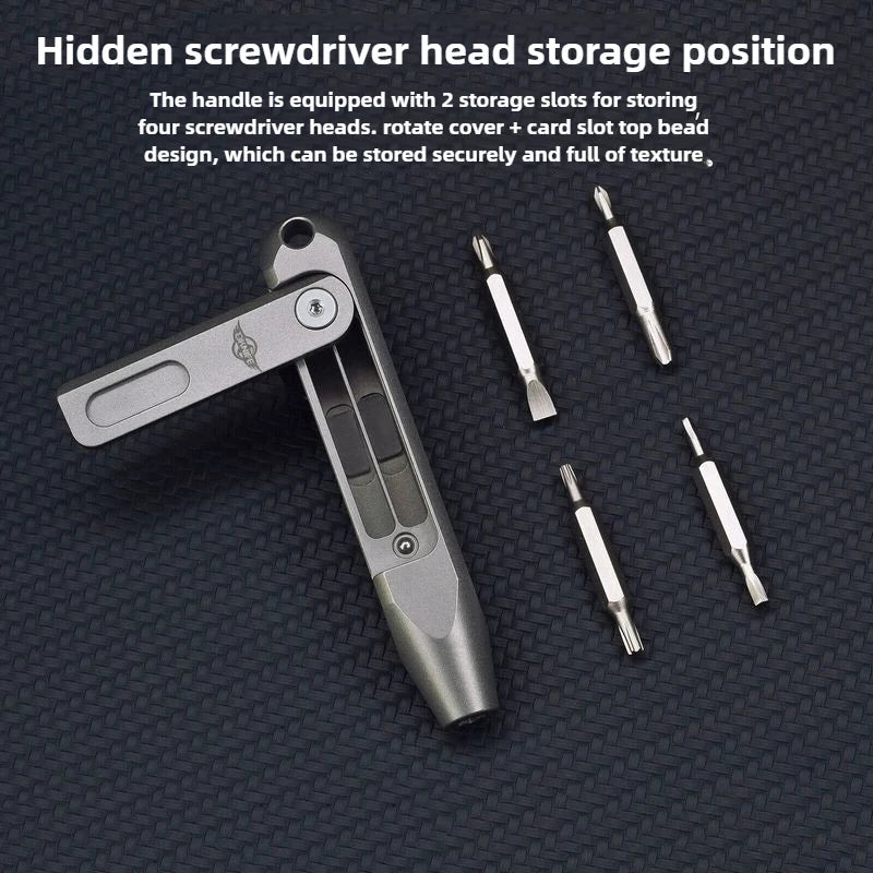 Titanium Alloy Mini Screwdriver with Magnetic Double-Ended Bits