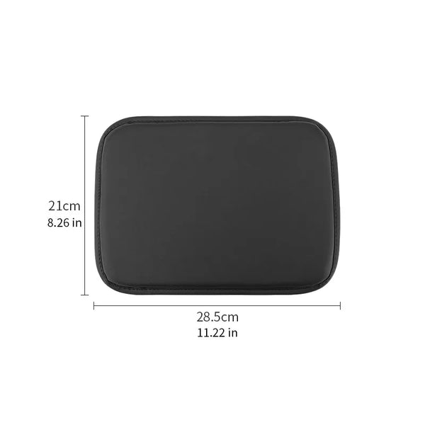 Black universal car armrest cushion cover with dimensions 21cm by 28.5cm