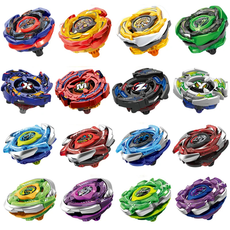 A collection of various precision metal spinning tops in different colors and designs.