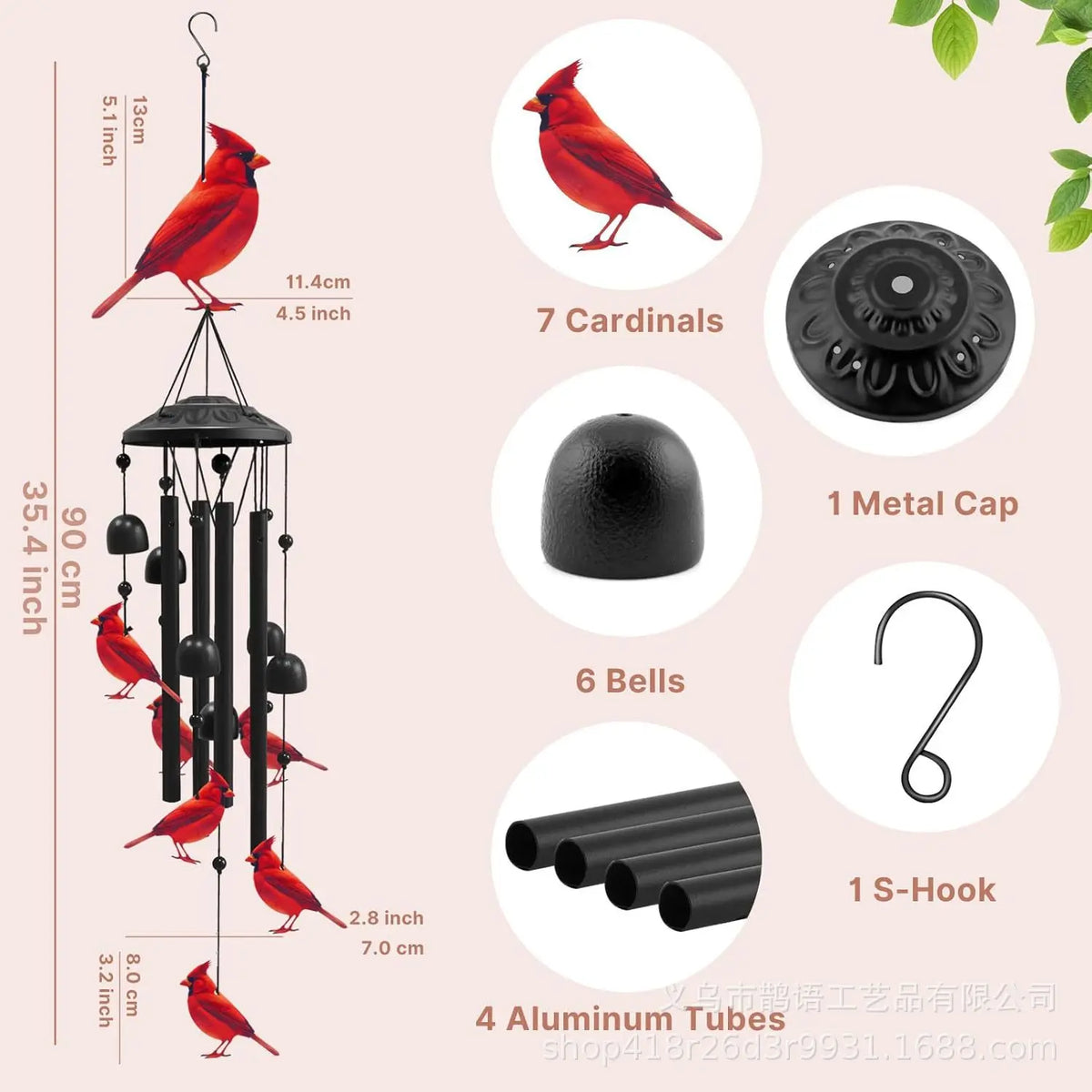 Hand-Painted Hummingbird Metal Wind Chime for Garden & Patio