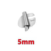 A silver rolled hemmer foot set with a 5mm size marking.