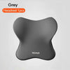 A grey memory foam car headrest and lumbar support cushion.