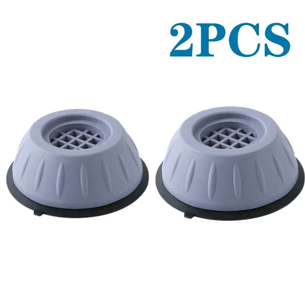 Two pairs of anti-vibration silicone pads for washing machines, dryers, and furniture.
