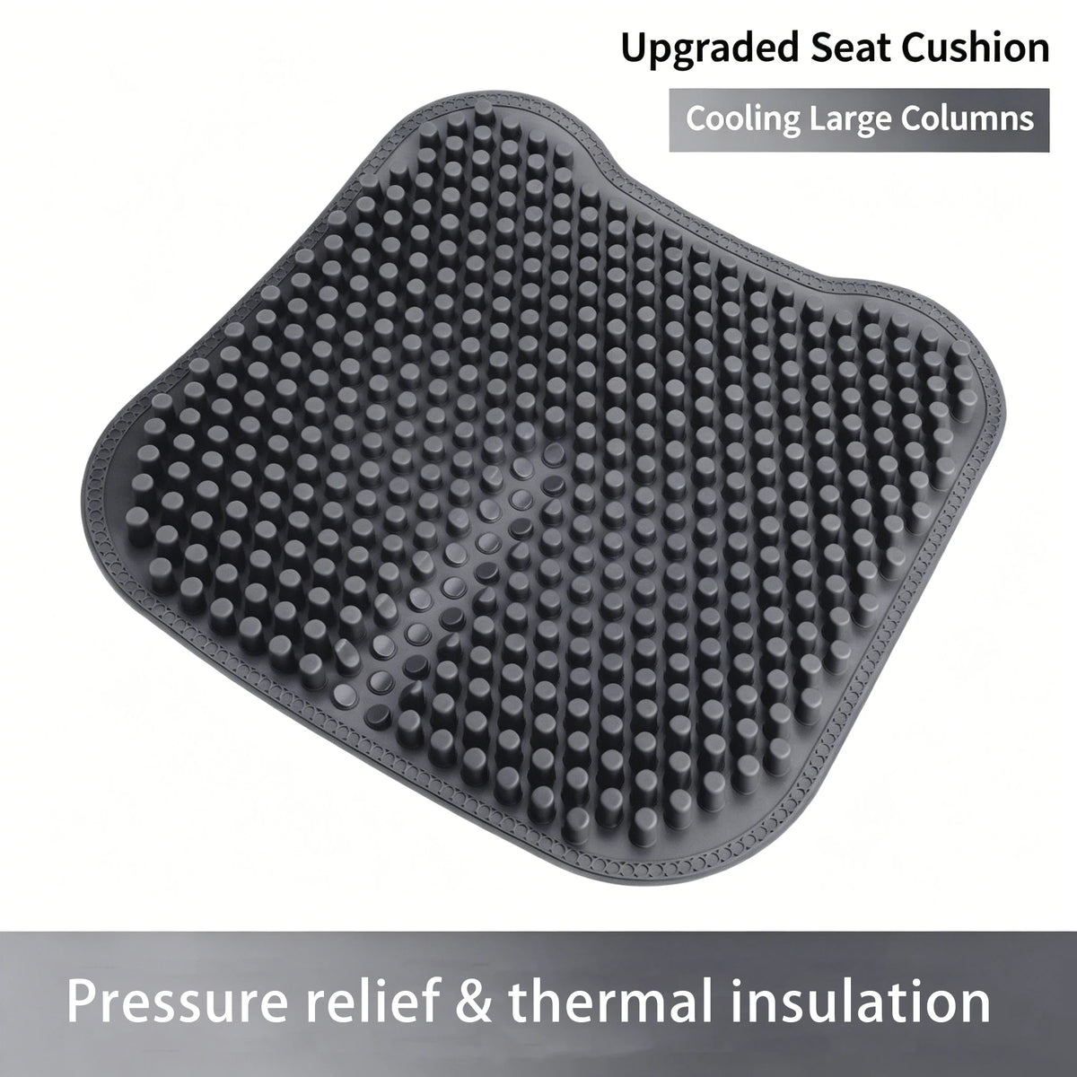 Black cooling gel seat cushion with honeycomb support for pressure relief and thermal insulation
