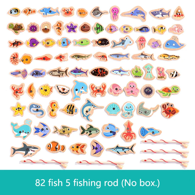 Montessori Wooden Magnetic Fishing Toy for Kids – Educational Marine Life Game