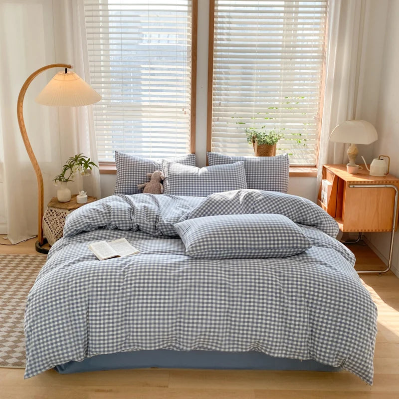 Green Plaid 3-Piece Duvet Cover Set