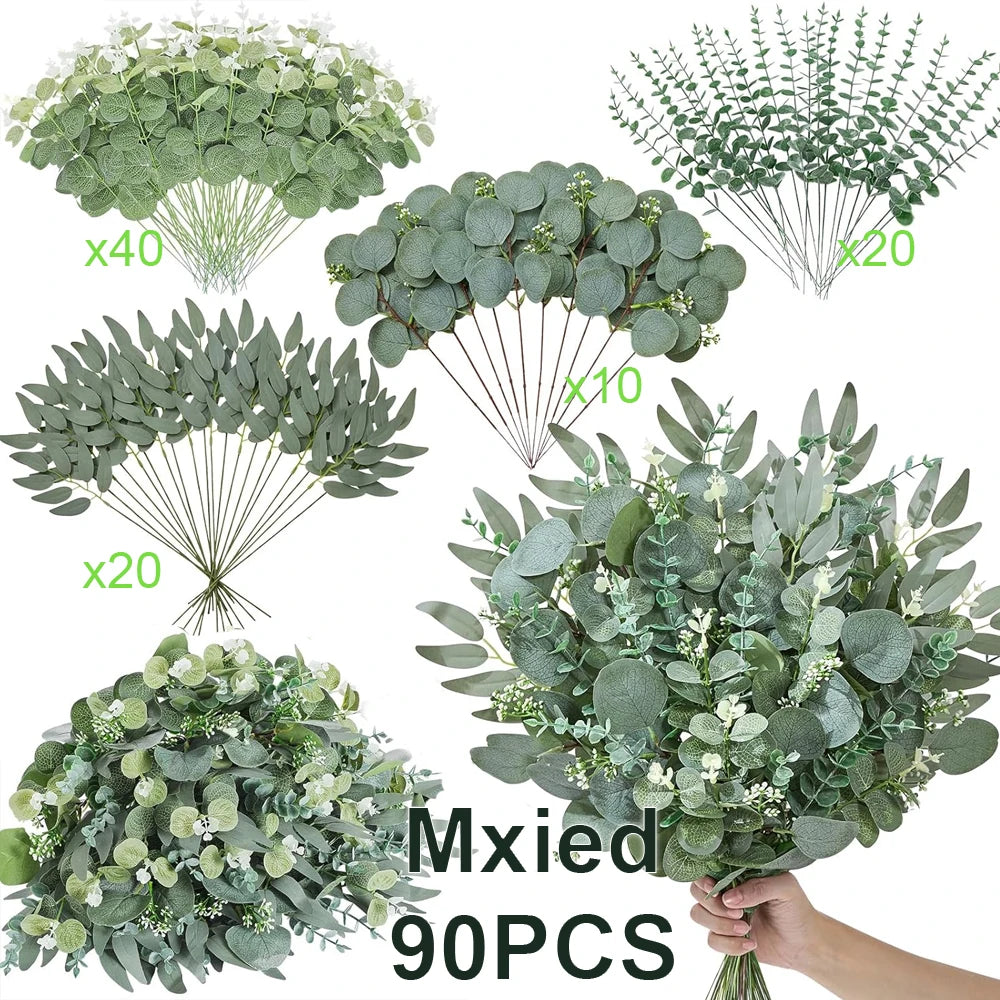 Artificial Eucalyptus & Floral Bouquet Mix for Home and Events