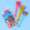 A pack of colorful plastic straws used as water balloons for summer fun