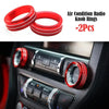 Two red air condition radio knob rings for Ford Mustang 2015-2020