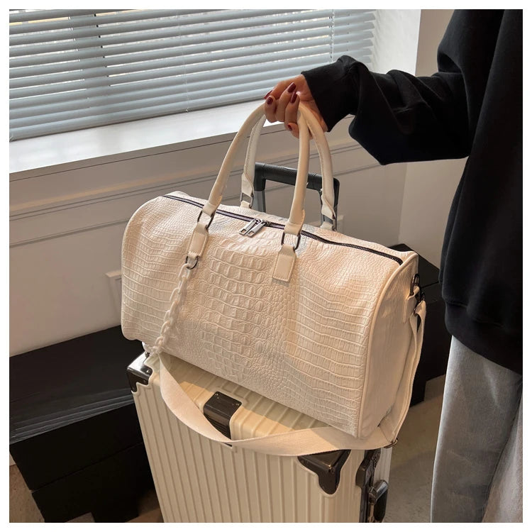 Crocodile Grain Large Capacity Travel Duffle Bag