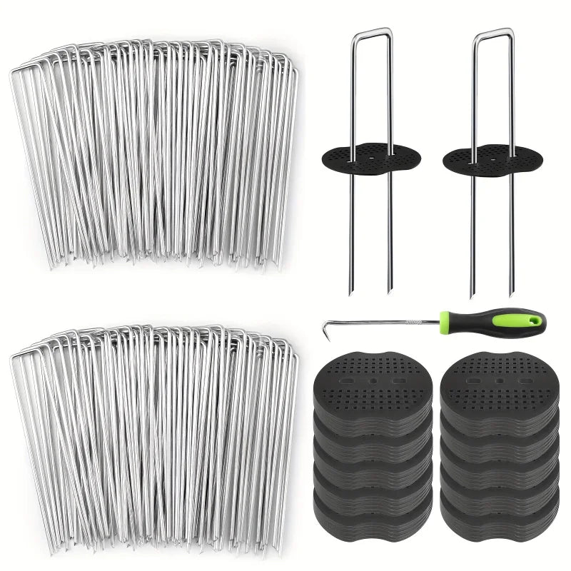 Heavy-Duty Galvanized Landscape Staples with Gaskets (6-inch)