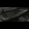 A close-up view of a black car seat cover featuring textured pleats and stitching.