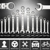 Metric Ratcheting Wrench Set with Flex-Head and Carry Bag