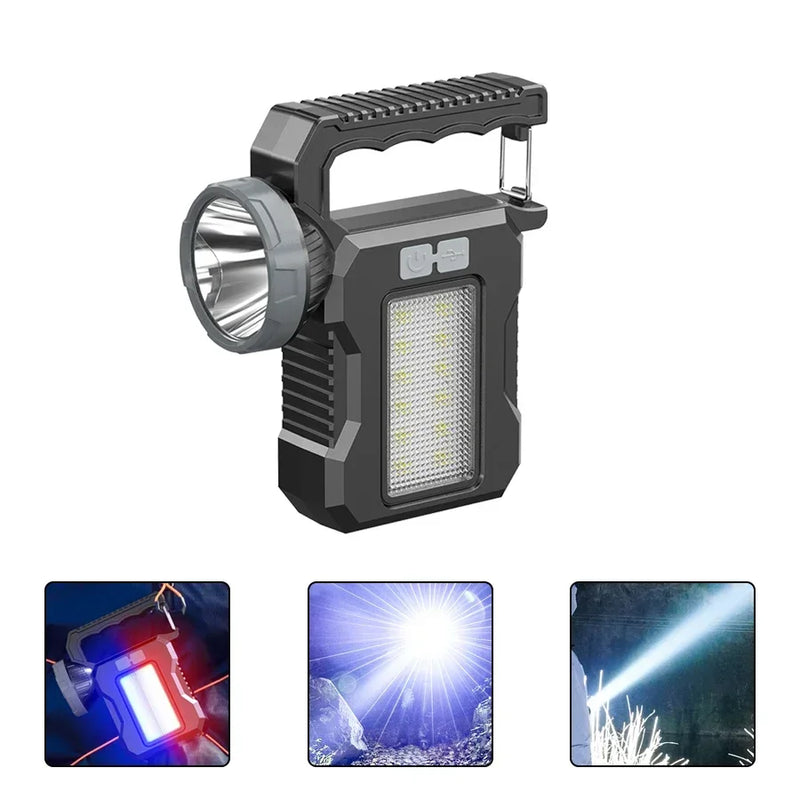 Solar-Powered LED Flashlight with USB-C Charging