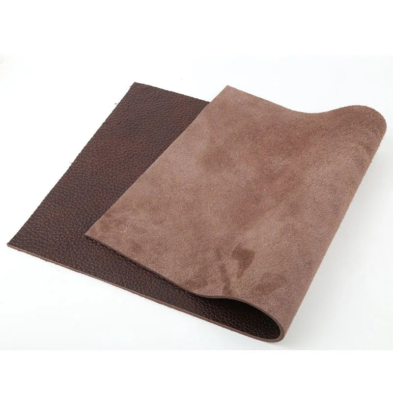 Dark brown genuine top-grain cowhide leather fabric roll