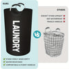 Comparison of a black laundry basket versus a white mesh laundry basket.