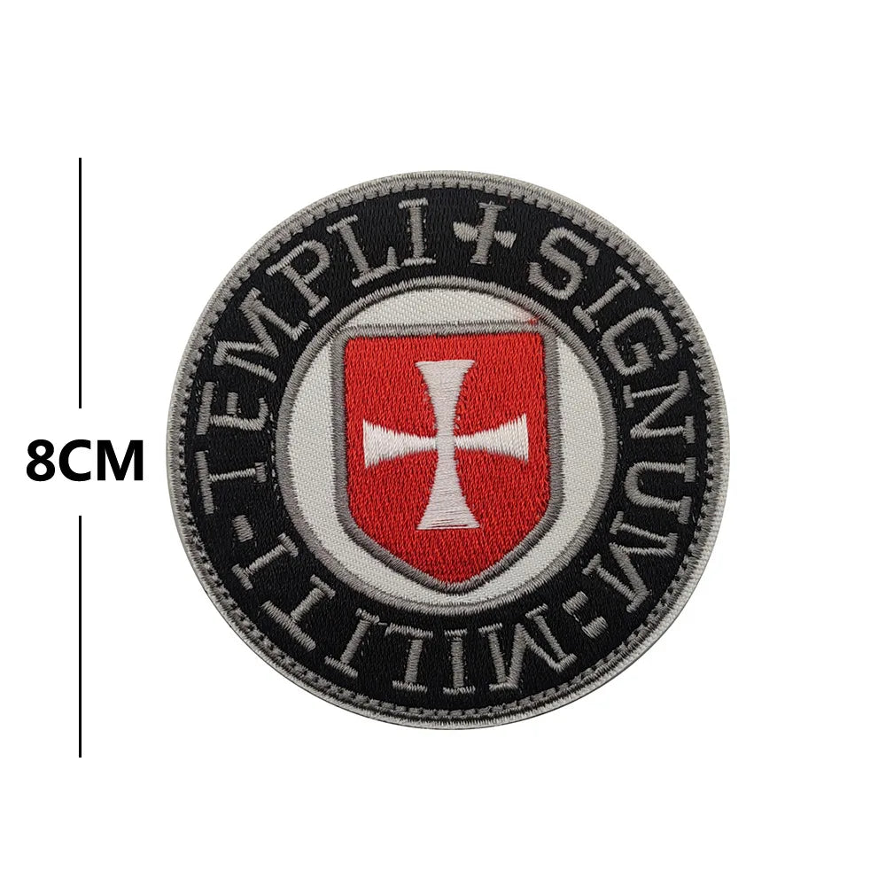 Knights Templar Cross Patch with Hook and Loop Backing