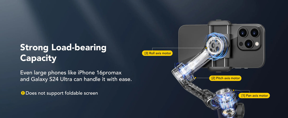 3-Axis Smartphone Gimbal Stabilizer with Built-in Extension Pole and LED Display
