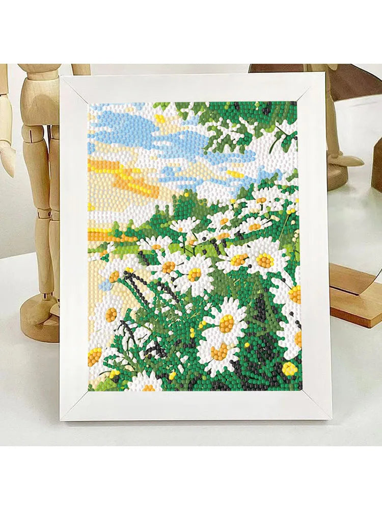 5D Diamond Painting Kit – Flower Landscape with Frame