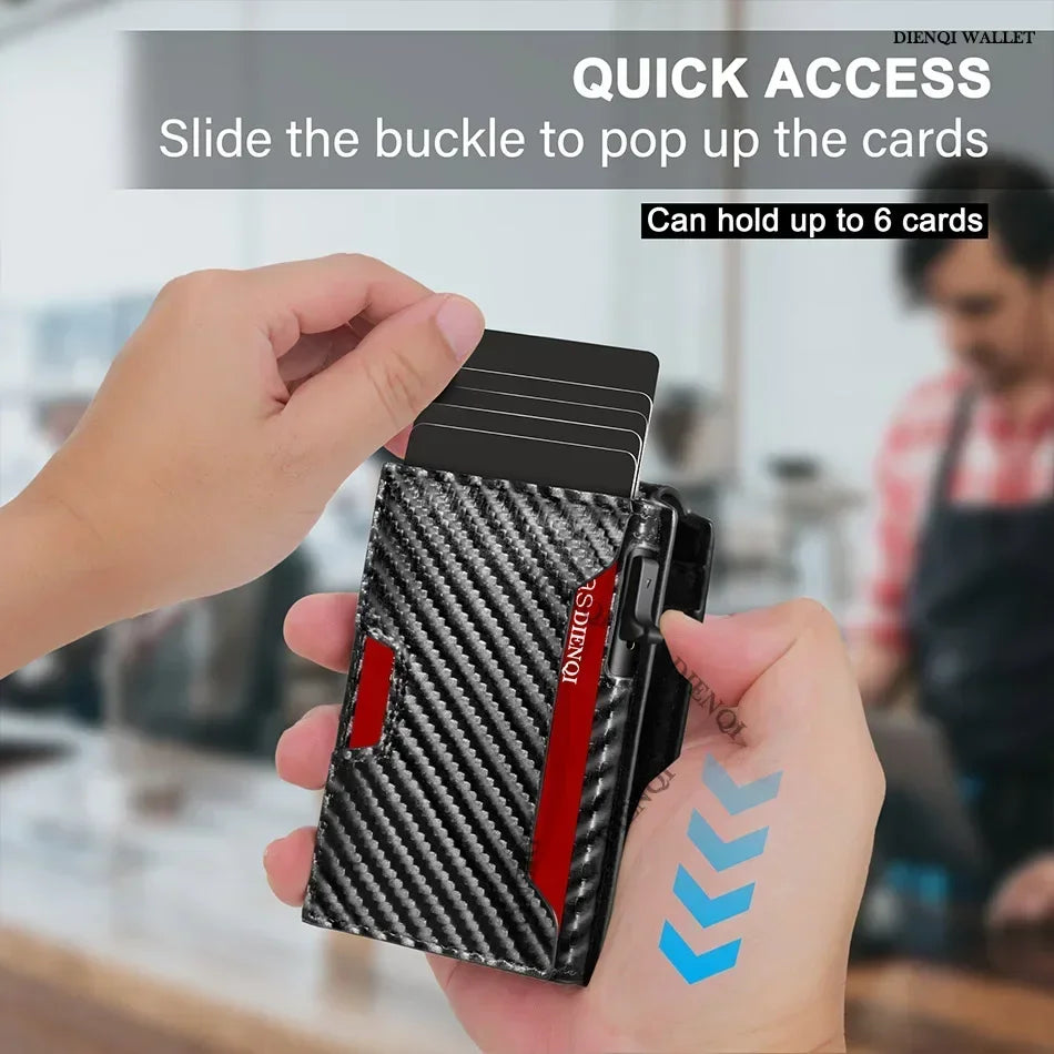 Slim RFID-Blocking Carbon Fiber Card Holder Wallet