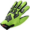 Lime green nylon riding gloves with black accents and anti-slip grips
