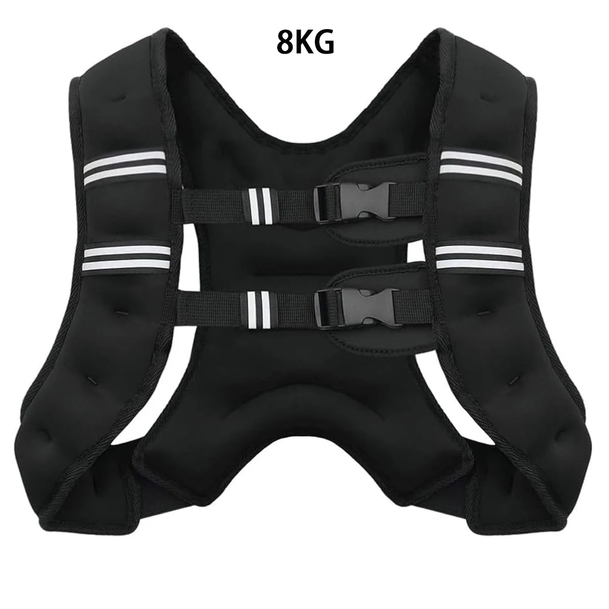 Black adjustable weighted vest with reflective stripes