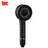 Black high-pressure handheld shower head with a perforated silicone nozzle and control buttons