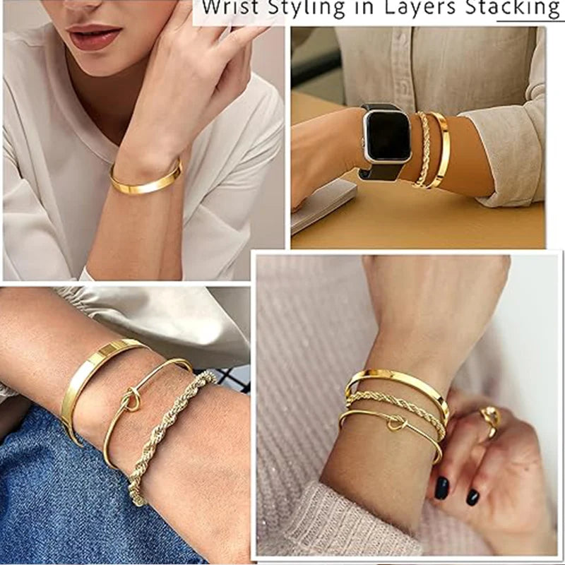 Dainty Gold Stackable Bracelet Set