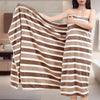 Extra Large Striped Coral Fleece Bath Towel