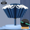 Navy 10K double bones umbrella with LED lights shown in a frontal view