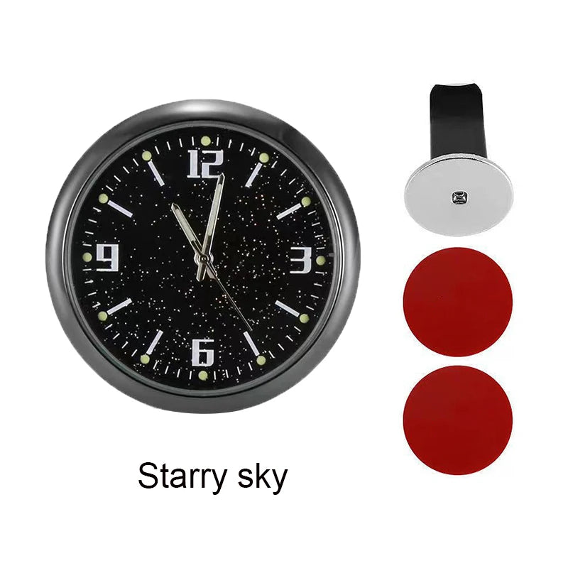 Mini Car Clock with Glow-In-The-Dark Dial and Air Vent Clip
