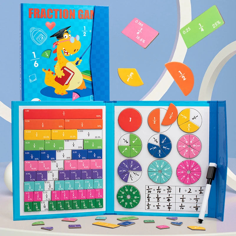 Wooden Magnetic Fraction Learning Book