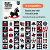 A set of black and white high-contrast baby visual cards for 3-6 months development.