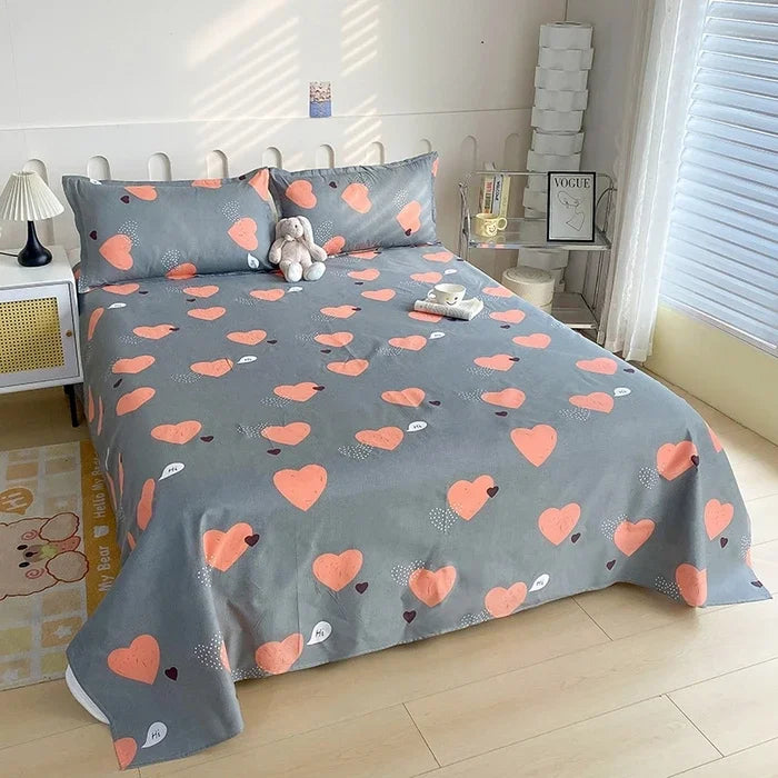 Red Floral Printed Flat Bed Sheet – Soft & Breathable