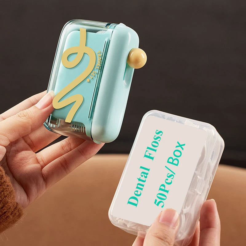 Pop-Up Dental Floss Dispenser with Refillable Storage Case