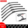 A set of black universal frameless windshield wiper blades with J/U hook fit.