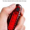 A hand holds a red rubber waterproof one-button switch light device.